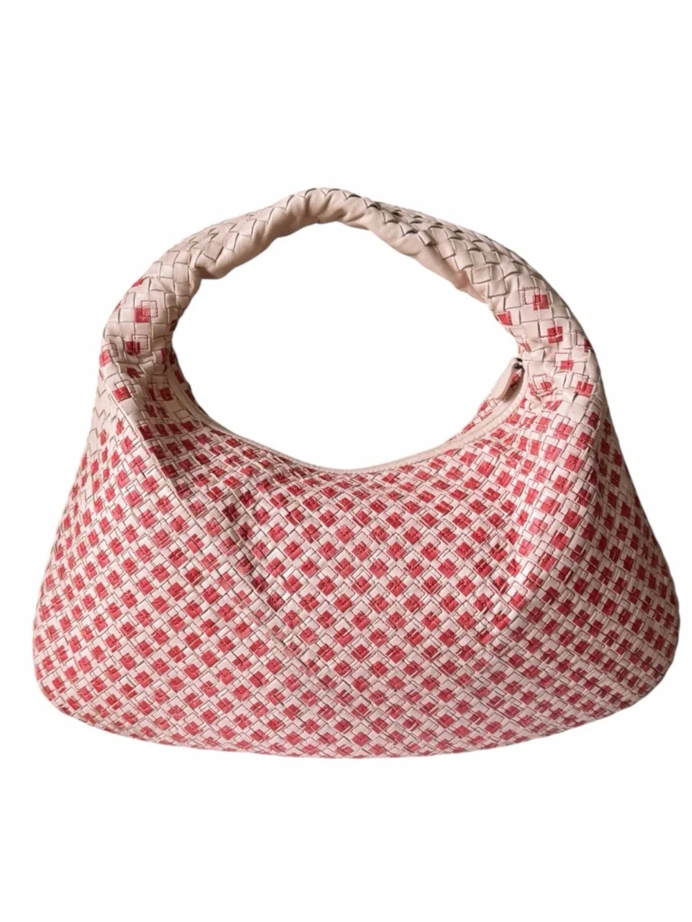 Bottega Veneta Large Veneta Hobo Pink Red Bicolor Intrecciato Leather